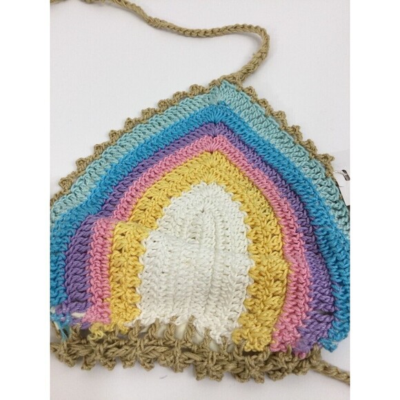 Pilyq Womens Romance Crochet Triangle Halter Bikini Top Size D NWT ROM-182R - Picture 2 of 9